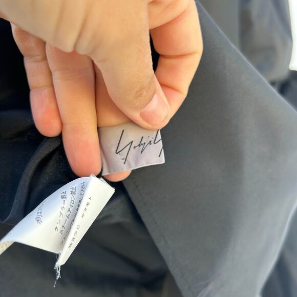 Yohji Yamamoto Taffeta Designer Blouse High Fashion Black Blouse Silk Collar S - Picture 11 of 12